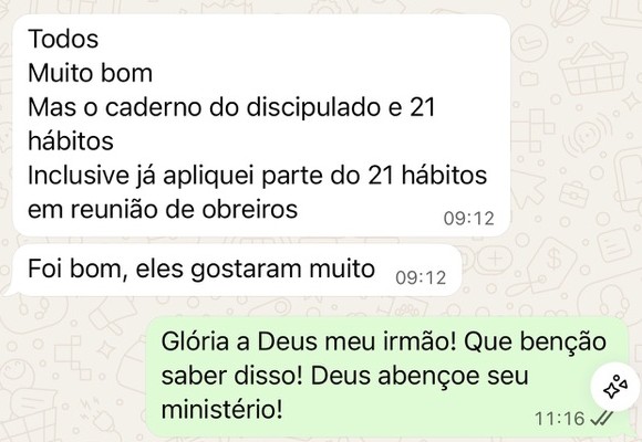 Depoimento sobre aplicação em reunião de obreiros